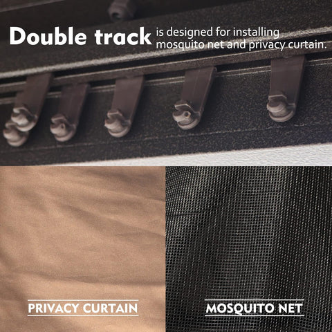 Kozyard Caesar Hardtop Gazebo - Permanent Metal Pavilion with Netting and Shaded Curtains for Patio, Backyard, Deck