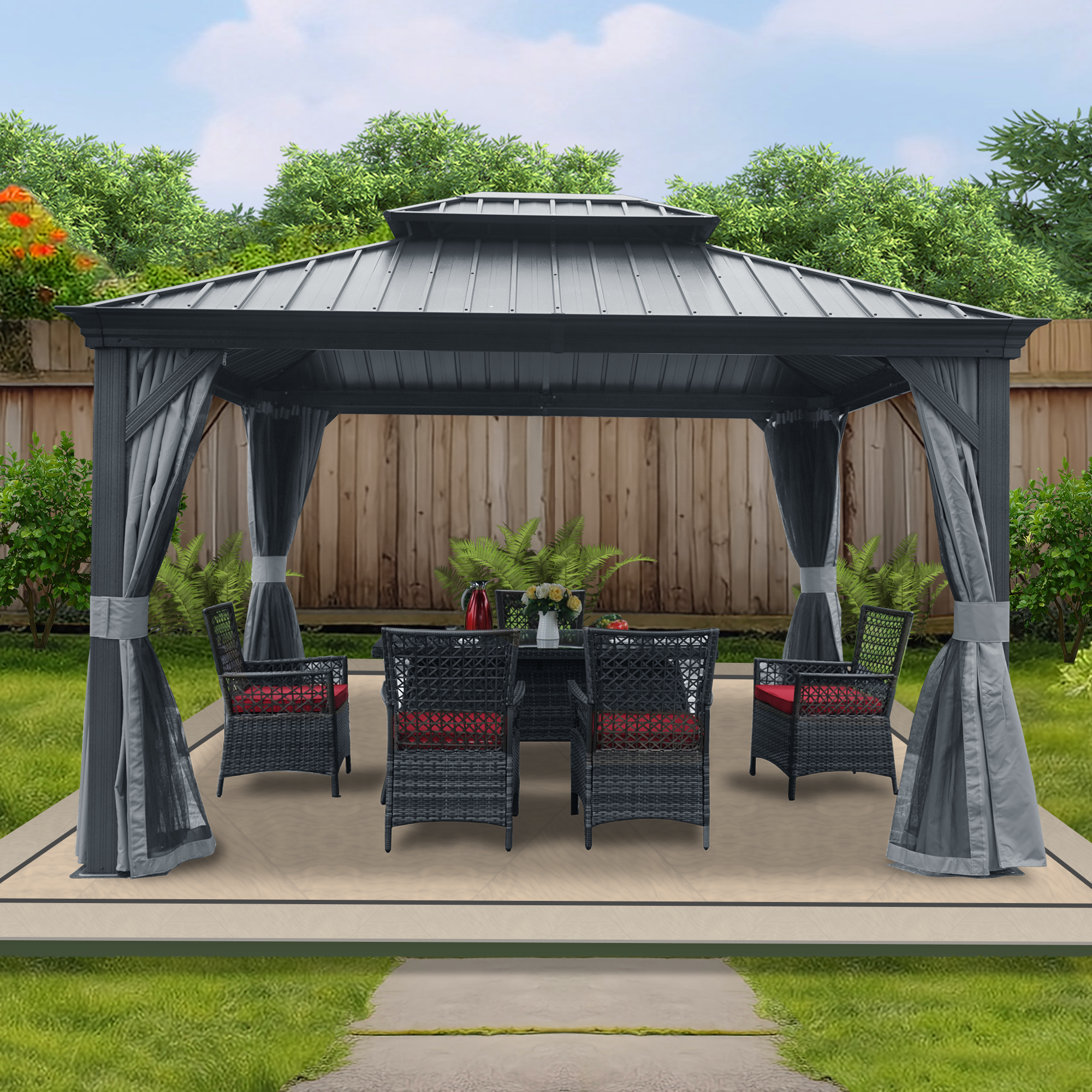 Kozyard Alexander 12' x 12' Hardtop Gazebo, Aluminum Frame with