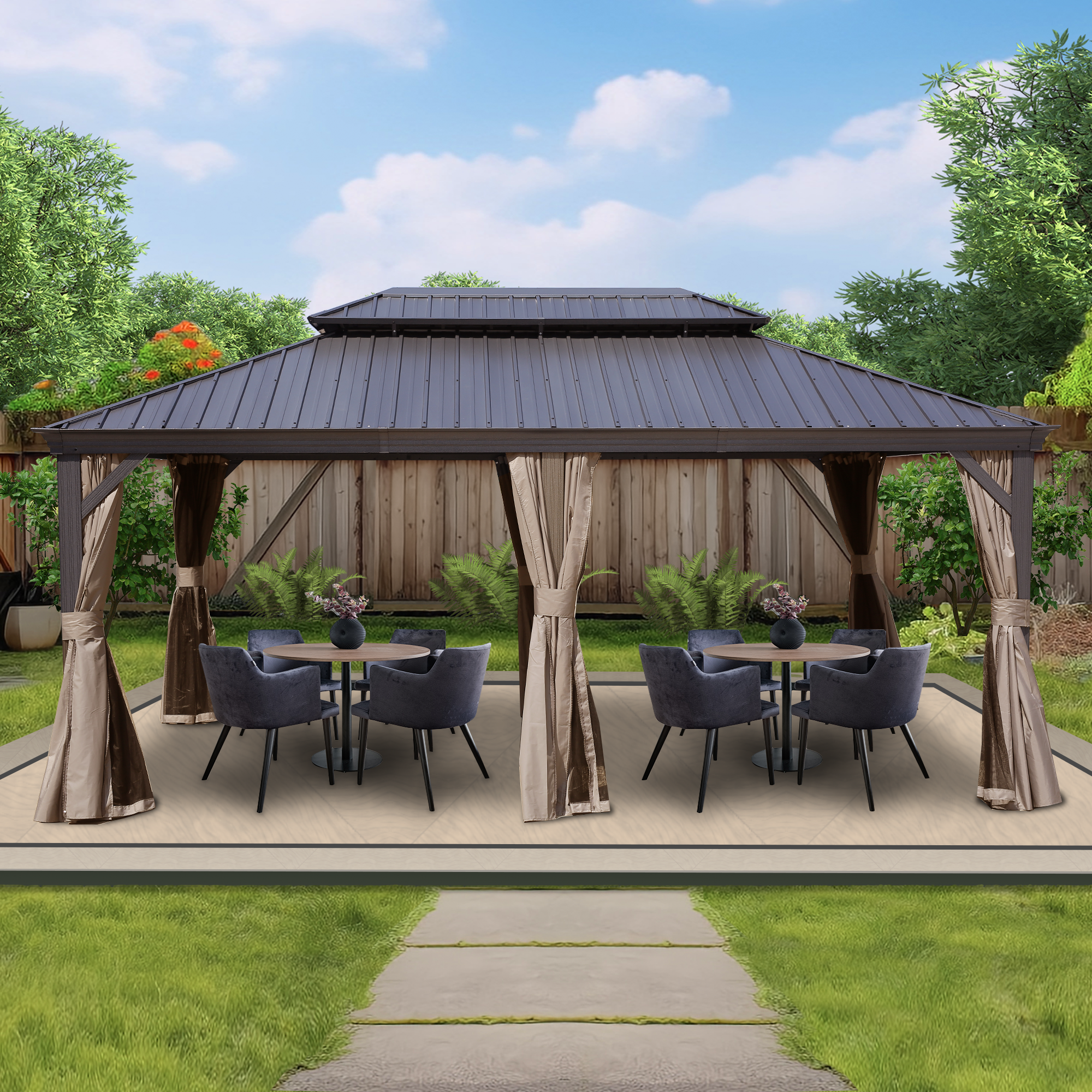 Kozyard Alexander 12' x 18' Hardtop Gazebo, Aluminum Frame with