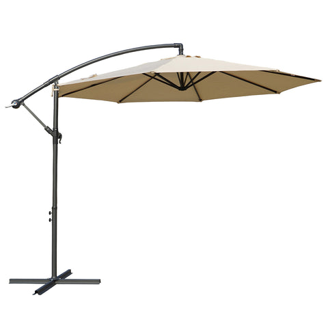 A side - view image of a vibrant beige cantilever patio umbrella with a black metal frame and stand. The umbrella features a wide, open canopy, providing ample shade.
A beige outdoor offset umbrella with a sleek black frame, shown in a side profile. The umbrella is designed to offer shade and is mounted on a sturdy base.Beige Cantilever Patio Umbrella: Stylish Shade Solution. Outdoor Offset Umbrella: Beige Canopy for a Cool Retreat. cantilever umbrella, patio umbrella, beige umbrella, outdoor umbrella.