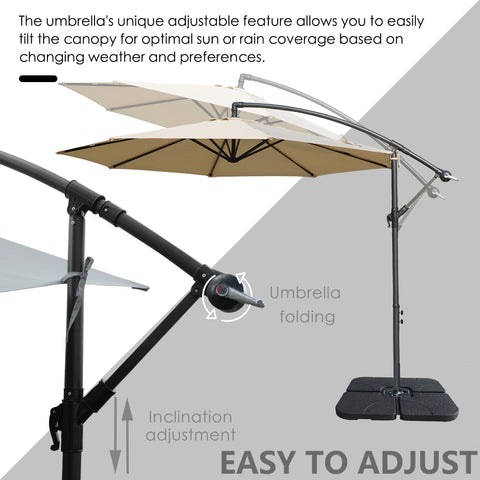 Visual guide showcasing the adjustable features of a patio umbrella. It highlights the ability to tilt the canopy for optimal sun or rain coverage and shows the mechanism for umbrella folding and inclination adjustment. Adjustable Patio Umbrella: Easy Canopy Tilt and Folding. Outdoor Umbrella: Effortless Inclination Adjustment and Folding. patio umbrella, adjustable umbrella, canopy tilt, inclination adjustment, umbrella folding, easy - to - adjust umbrella.