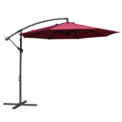 A side - view image of a vibrant red cantilever patio umbrella with a black metal frame and stand. The umbrella features a wide, open canopy, providing ample shade.
A red outdoor offset umbrella with a sleek black frame, shown in a side profile. The umbrella is designed to offer shade and is mounted on a sturdy base.Red Cantilever Patio Umbrella: Stylish Shade Solution. Outdoor Offset Umbrella: Red Canopy for a Cool Retreat. cantilever umbrella, patio umbrella, red umbrella, outdoor umbrella.