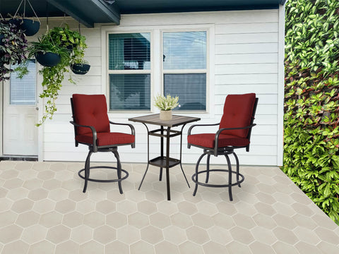 Kozyard Isabella High Swivel Bar Stools/Chair Set for Home Patio, Back Yard, Cafes, Bistro