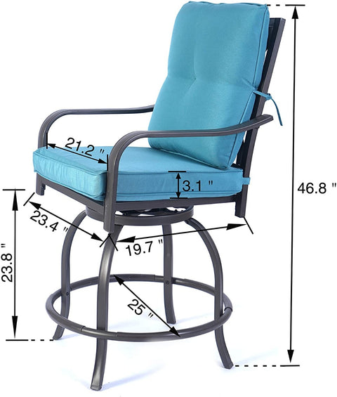 Kozyard Isabella High Swivel Bar Stools/Chair Set for Home Patio, Back Yard, Cafes, Bistro