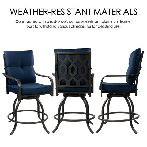 Kozyard Isabella High Swivel Bar Stools/Chair Set for Home Patio, Back Yard, Cafes, Bistro