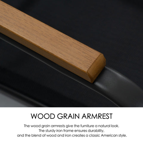 Wood Grain Armrest - Blending Aesthetics and Durability
The armrest with a wood grain finish imparts a natural aesthetic to the furniture. Coupled with a sturdy iron frame, it combines style and durability, embodying classic American design. Keywords: wood grain armrest, natural look, iron frame, classic American style