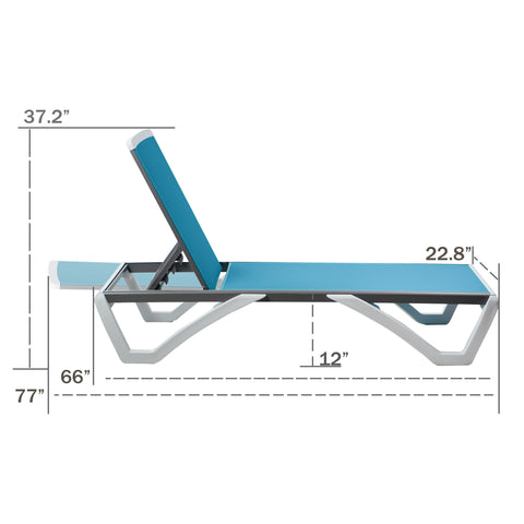 Kozyard Outdoor Chaise Lounge, Aluminum Frame Polypropylene Resin Legs and Textilene Fabric 5 Adjustable Backrest