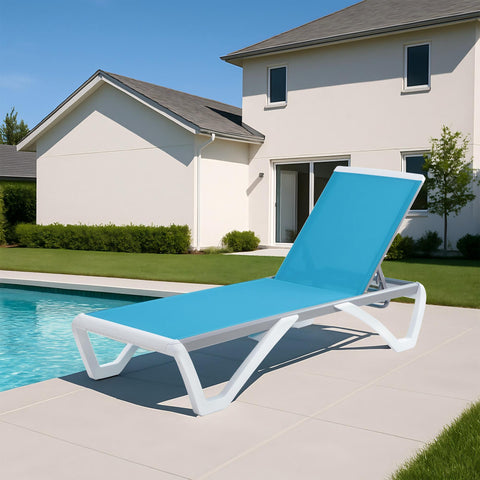 Kozyard Outdoor Chaise Lounge, Aluminum Frame Polypropylene Resin Legs and Textilene Fabric 5 Adjustable Backrest