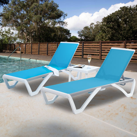 Kozyard Outdoor Chaise Lounge, Aluminum Frame Polypropylene Resin Legs and Textilene Fabric 5 Adjustable Backrest