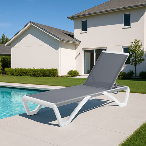 Kozyard Outdoor Chaise Lounge, Aluminum Frame Polypropylene Resin Legs and Textilene Fabric 5 Adjustable Backrest