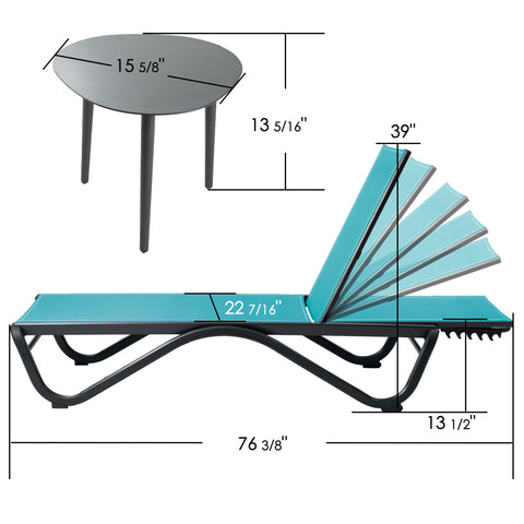 Kozyard Patio Chaise Lounge Chair Flat Recline Adjustable Lounge Chair