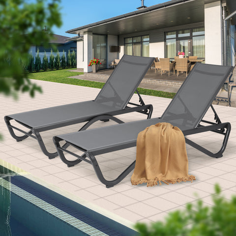 Kozyard Patio Chaise Lounge Chair Flat Recline Adjustable Lounge Chair