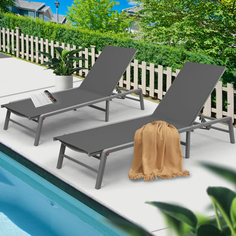 Kozyard Lounge Chair Outdoor Set, Foldable Outdoor Lounge Chair with 5 Adjustable Backrest Patio Lounger