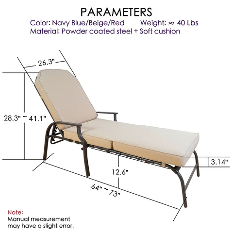 Kozyard Maya Chaise Lounge - Outdoor Patio Recliner Chair, Comfortable Patio Lounge Chair, Elegant Chaise Lounge Chair for Relaxation, Perfect Outdoor Recliner Chair