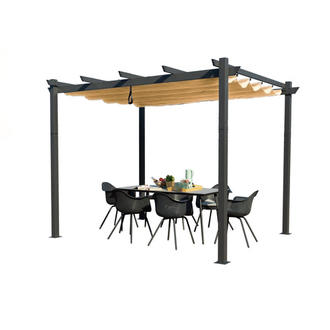 Kozyard Morgan Outdoor 10' x 12' Extra-Large Gray Aluminum Frame Pergola with Sunshade Canopy