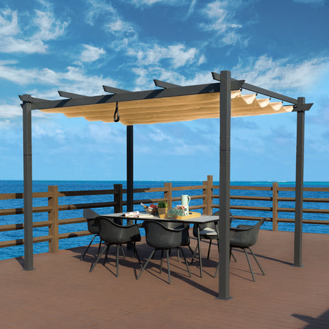 Kozyard Morgan Outdoor 10' x 12' Extra-Large Gray Aluminum Frame Pergola with Sunshade Canopy