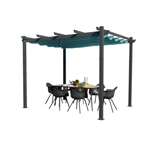 Kozyard Morgan Outdoor 10' x 12' Extra-Large Gray Aluminum Frame Pergola with Sunshade Canopy