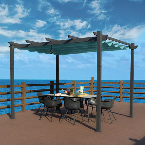 Kozyard Morgan Outdoor 10' x 12' Extra-Large Gray Aluminum Frame Pergola with Sunshade Canopy