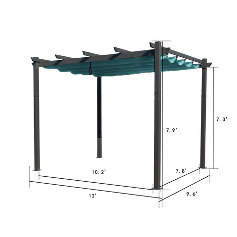 Kozyard Morgan Outdoor 10' x 12' Extra-Large Gray Aluminum Frame Pergola with Sunshade Canopy