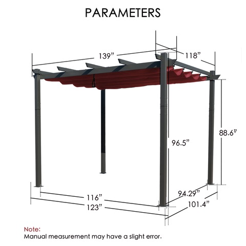 Kozyard Morgan Outdoor 10' x 12' Extra-Large Gray Aluminum Frame Pergola with Sunshade Canopy