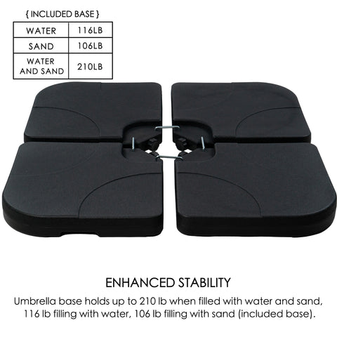 Kozyard Patio Umbrella Base Water & Sand Filled Square 41"x41" Holds up to 210LB Water & Sand