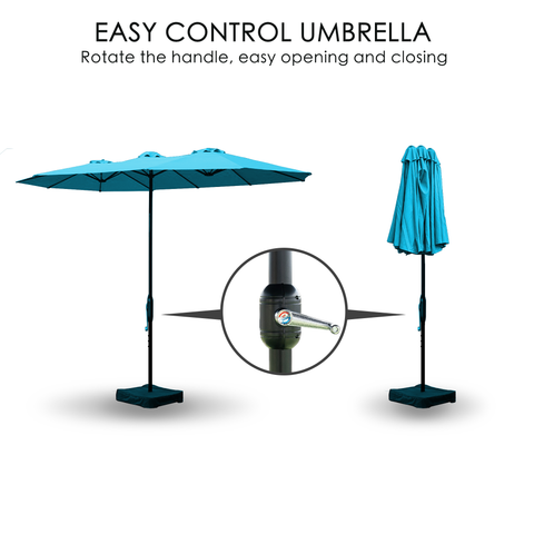 Kozyard Butterfly 15' Outdoor Patio Double-Sided Aluminum Umbrella Crank Base