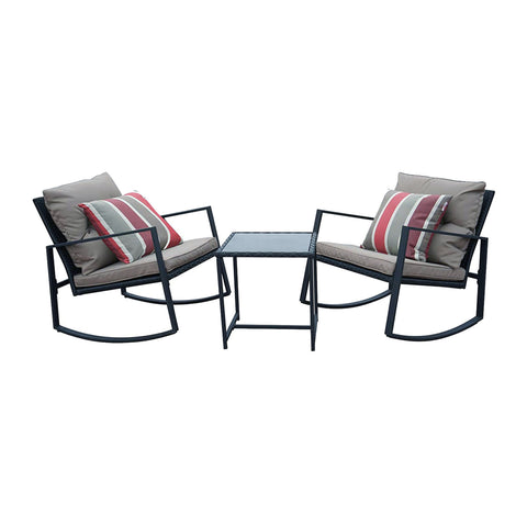 Kozyard Moana Outdoor 3-Piece Rocking Wicker Bistro Set