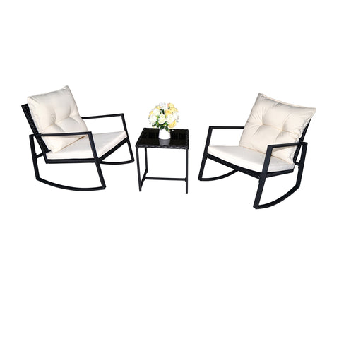 Kozyard Moana Outdoor 3-Piece Rocking Wicker Bistro Set