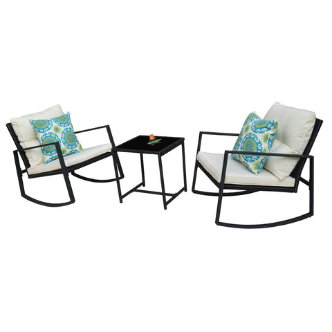 Kozyard Moana Outdoor 3-Piece Rocking Wicker Bistro Set