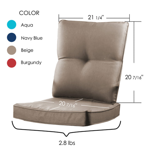 KOZYARD Outdoor Chair Cushion - Sizes and Color Options
Infographic showing the dimensions, weight, and available color options of KOZYARD outdoor chair cushion. Keywords: KOZYARD, outdoor chair cushion, dimensions, color options