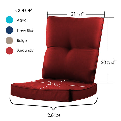 KOZYARD Burgundy Outdoor Chair Cushion - Sizes & Color Options
Infographic showing the dimensions, weight, and available color options of KOZYARD's burgundy outdoor chair cushion. Keywords: KOZYARD, burgundy outdoor cushion, dimensions, color options