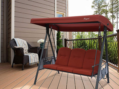 Kozyard 3 Person Outdoor Duluxe Patio Swing with Thick Comfortable Cushion