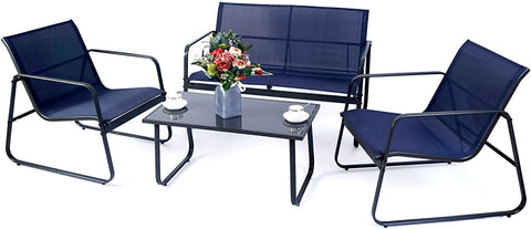 Kozyard Sofia 4 Pieces Patio/Outdoor Conversation Set, Strong Powder Coated Metal Frame, Breathable Textilence
