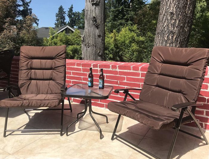 Kozyard Elsa 3 Pieces Outdoor Patio Furniture Padded Folding Sets for Yard, Patio, Deck or Backyard