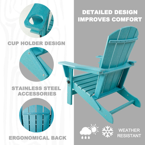 Teal Adirondack Chair with Comfort - Oriented Features
alt text:A teal Adirondack chair highlighting its cup holder design, stainless steel accessories, and ergonomic back, with weather - resistant properties. Keywords: teal Adirondack chair, comfort features, weather - resistant