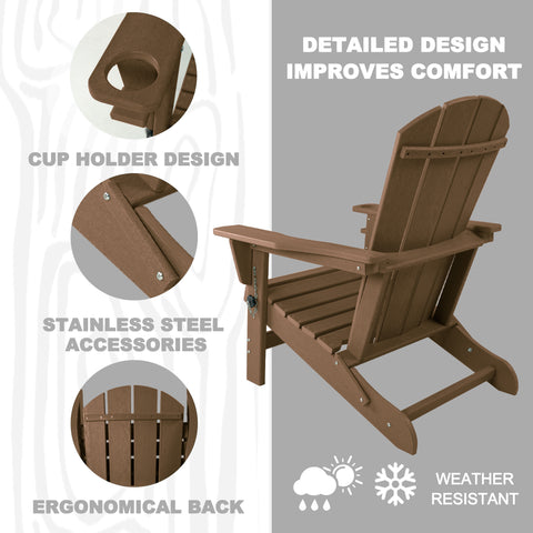 Kozyard Folding Adirondack Chair, Patio Outdoor Chairs, HDPE Plastic Resin Deck Chair, Painted Weather Resistant, for Deck, Garden, Backyard & Lawn Furniture, Fire Pit, Porch Seating (4 Color Options)