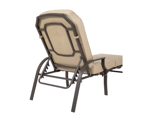 Stylish Outdoor Lounge Chair with Metal Frame
alt text:A back view of a modern outdoor lounge chair featuring a beige cushion and a sleek metal frame, ideal for poolside or patio relaxation. Keywords: outdoor lounge chair, metal frame, beige cushion