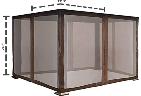 Mosquito - net for Gazebo with Dimensions 131.5" x 79.5". Mesh Netting for Gazebo, Brown - framed and Protective. Protective Mesh Net for Your Gazebo. Gazebo Netting: Keep Bugs Out with Ease. gazebo net, mosquito net for gazebo, mesh netting, outdoor gazebo accessory, bug - proof net, gazebo protection net