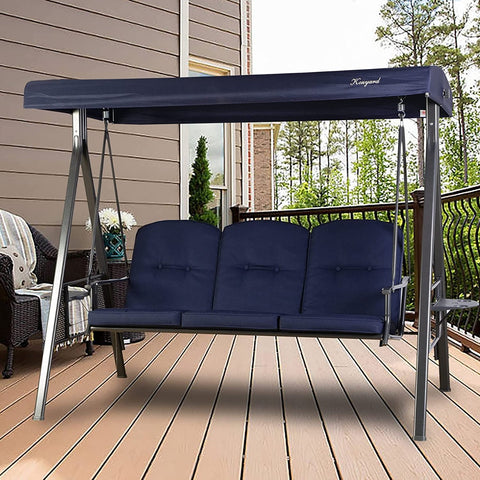 Kozyard 3 Person Outdoor Duluxe Patio Swing with Thick Comfortable Cushion