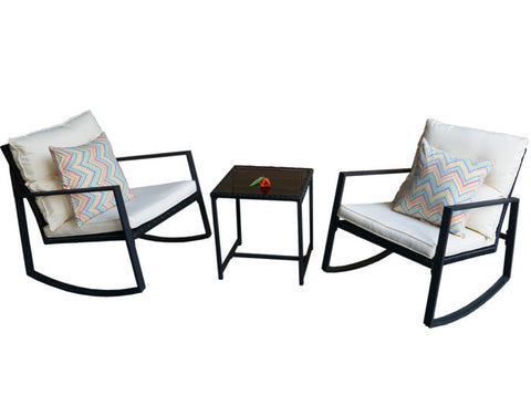 Kozyard Moana Outdoor 3-Piece Rocking Wicker Bistro Set