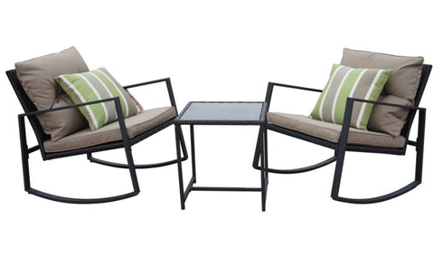 Kozyard Moana Outdoor 3-Piece Rocking Wicker Bistro Set