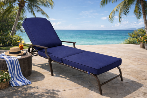 Kozyard navy blue chaise lounge for luxury patio, poolside and beachfront lounging