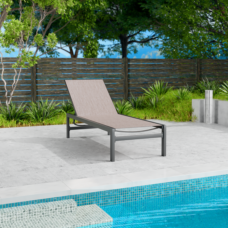 Kozyard Chaise Lounge Outdoor, Aluminum Outdoor Chaise Lounge, Flat Chaise Lounge Chair for Pools, Patio and Outdoor Lounging - Comfortable Patio Chair and Poolside Lounger