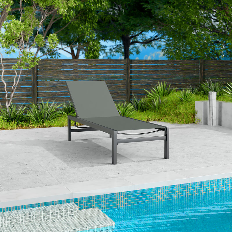 Kozyard Chaise Lounge Outdoor, Aluminum Outdoor Chaise Lounge, Flat Chaise Lounge Chair for Pools, Patio and Outdoor Lounging - Comfortable Patio Chair and Poolside Lounger