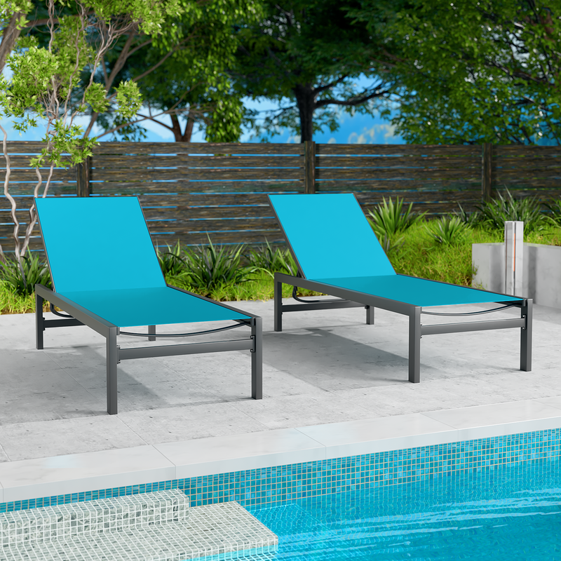 Kozyard Chaise Lounge Outdoor, Aluminum Outdoor Chaise Lounge, Flat Chaise Lounge Chair for Pools, Patio and Outdoor Lounging - Comfortable Patio Chair and Poolside Lounger