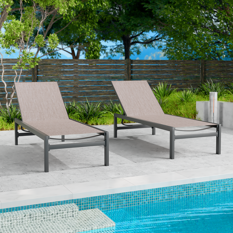 Kozyard Chaise Lounge Outdoor, Aluminum Outdoor Chaise Lounge, Flat Chaise Lounge Chair for Pools, Patio and Outdoor Lounging - Comfortable Patio Chair and Poolside Lounger