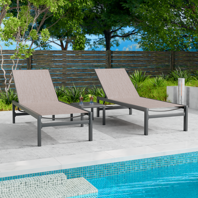 Kozyard Chaise Lounge Outdoor Aluminum Outdoor Chaise Lounge Flat Ch