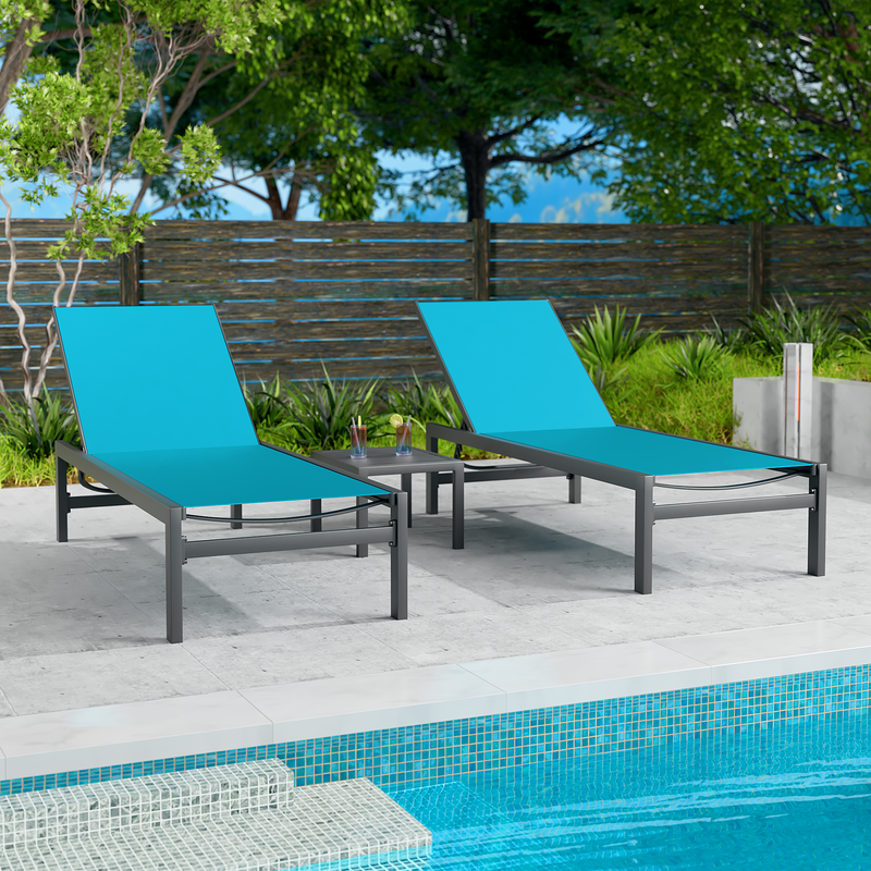 Kozyard Chaise Lounge Outdoor, Aluminum Outdoor Chaise Lounge, Flat Chaise Lounge Chair for Pools, Patio and Outdoor Lounging - Comfortable Patio Chair and Poolside Lounger