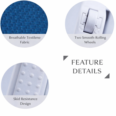 Kozyard Outdoor Chaise Lounge Details - Breathable Textilene fabric, bottom wheels (easy to move), skid-resistant design; practical features boost convenience & safety for poolside, patio outdoor relaxation
