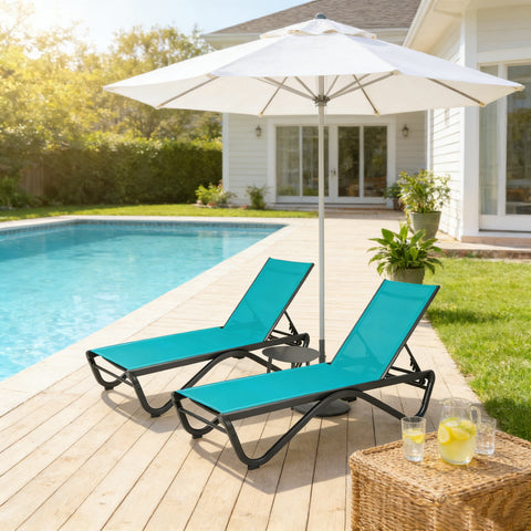 Kozyard Outdoor Chaise Lounge Chair, Full Aluminum Frame, Adjustable Reclining Patio Lounger for Poolside, Sunbathing & Backyard
